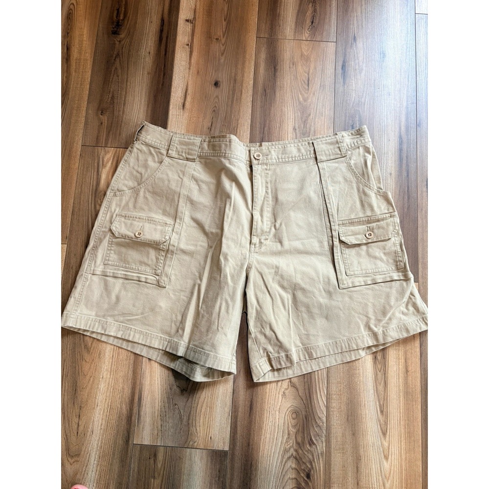 LL Bean Cargo‎ Shorts Men's 44 Beige Tan Cotton Stretch 7.5" Inseam Hiking